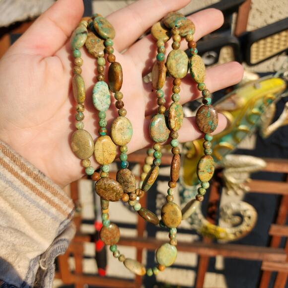 Jay King DTR Mongolian Turquoise Necklace Desert Rose Trading 3 Strand Bead Bib - Picture 7 of 14